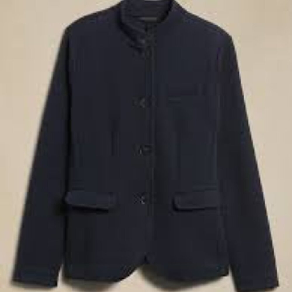 NEW Banana Republic Factory Navy Blue Knit Pique Blazer - Picture 3 of 10